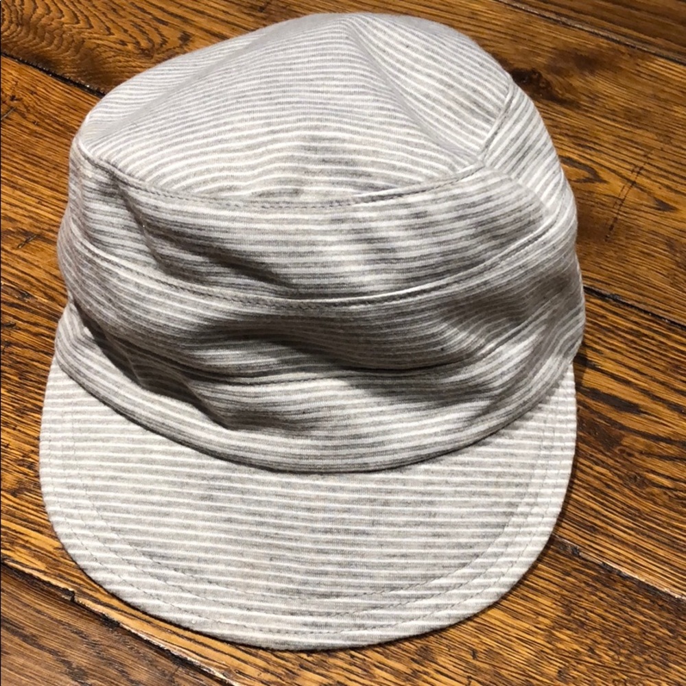 Train conductor hat, gray/white stripe cotton